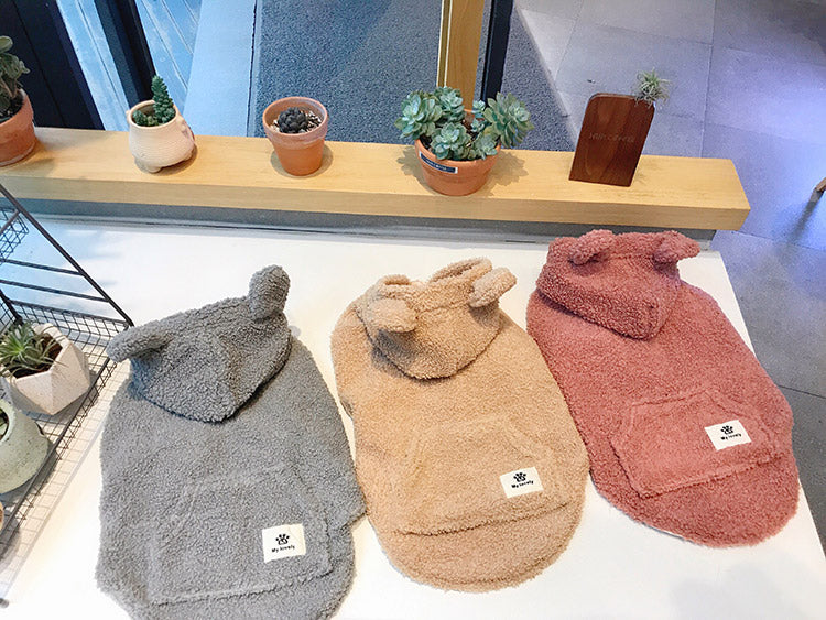 Fluffy Hoodie Coat with Pocket for Medium Dogs - Frenchiely