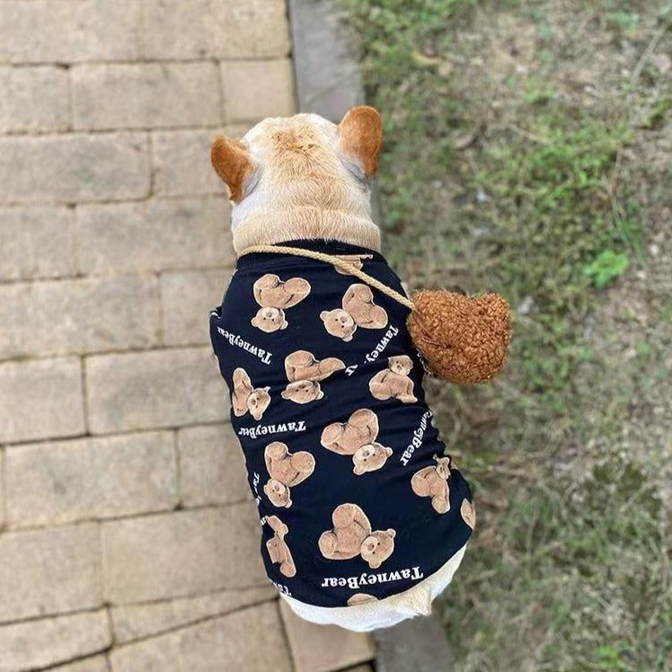Dog Cartoon Bear Sweater with Bear Bag- Frenchiely