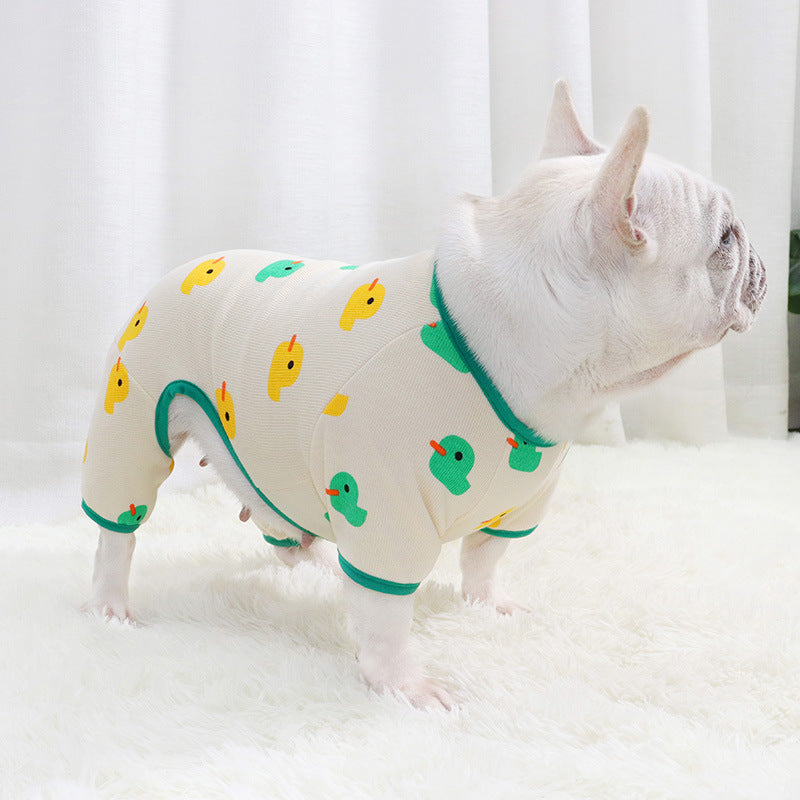 Frenchiely Dog Cartoon Duck Pajamas Onesie PJs for french bulldog puppy 01