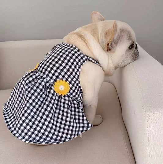 Dog Plaid Suspenders Dress for Frenchies- Frenchiely