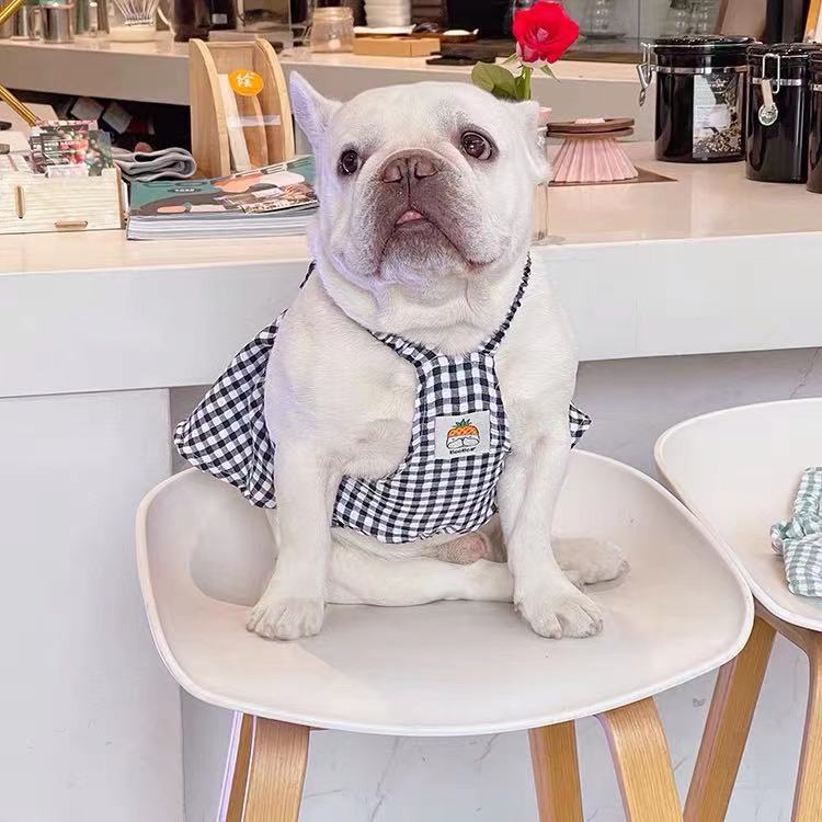 Frenchiely Dog Plaid Suspenders Dress for Frenchies