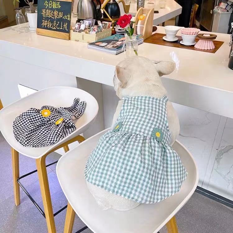 Frenchiely Dog Plaid Suspenders Dress for Frenchies