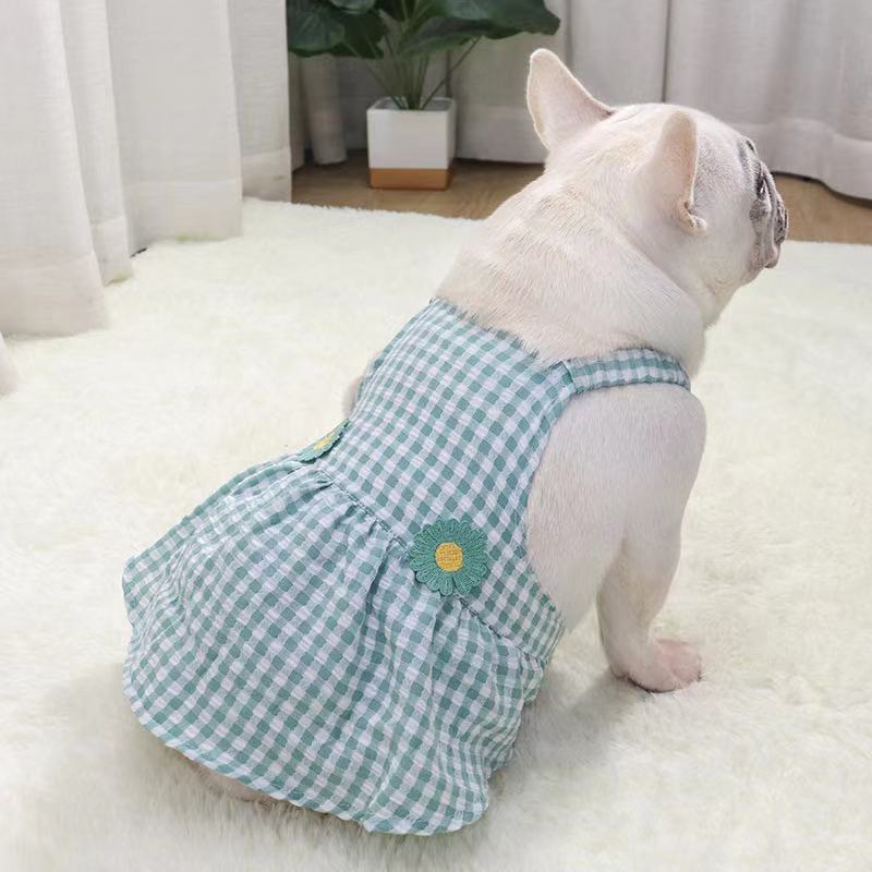 Frenchiely Dog Plaid Suspenders Dress for Frenchies