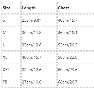 Frenchiely Dog Shirt Dress for French Bulldogs size chart