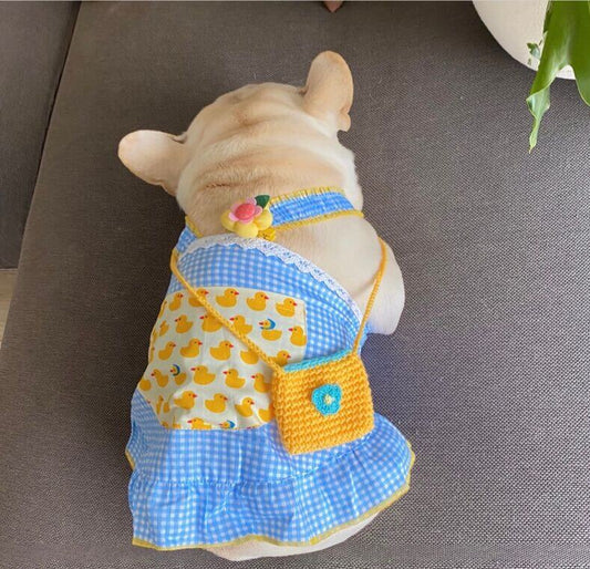 Frenchiely Dog Strawberry Dress with Knitted Bag 0