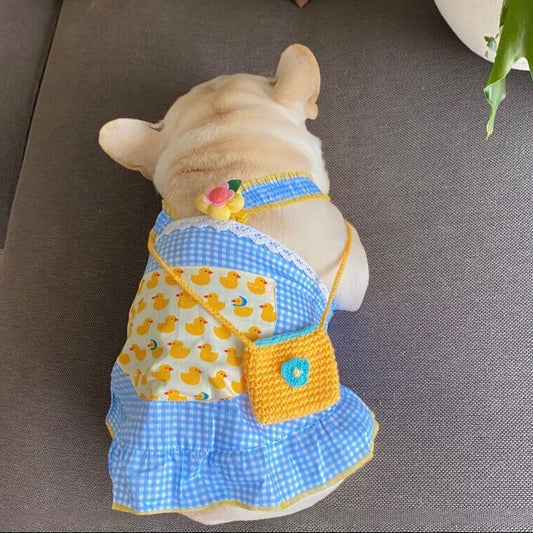Strawberry Dress with Bag FrenchielyDogStrawberryDresswithKnittedBag01