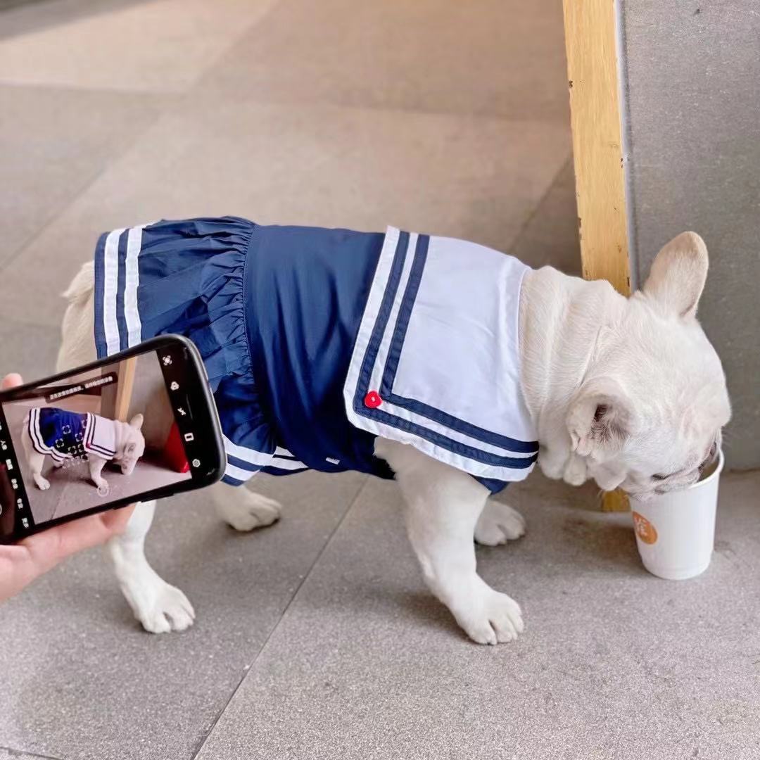 Frenchiely French Bulldog Navy Blue Dress 0