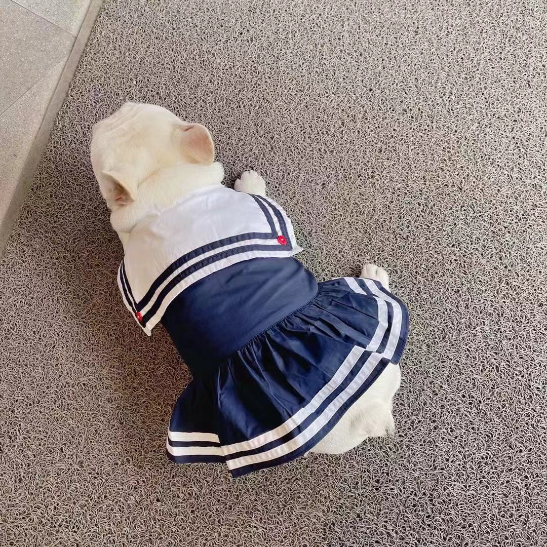 Frenchiely French Bulldog Navy Blue Dress 0