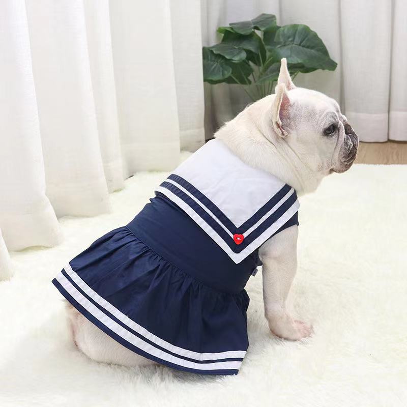 Dog Navy Blue Dress for Small Medium Dogs | Worldwide Shipping Frenchiely Dog Navy Blue Dress for Small Medium Dogs | Worldwide Shipping Frenchiely