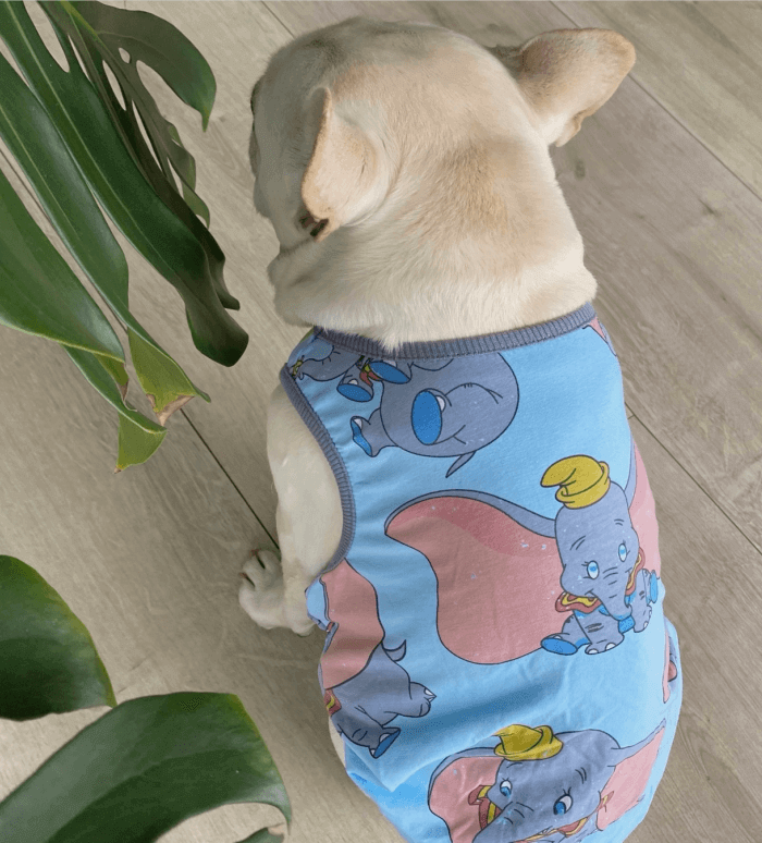 Frenchiely Medium Dogs Cartoon Elephant Cotton Shirt 0
