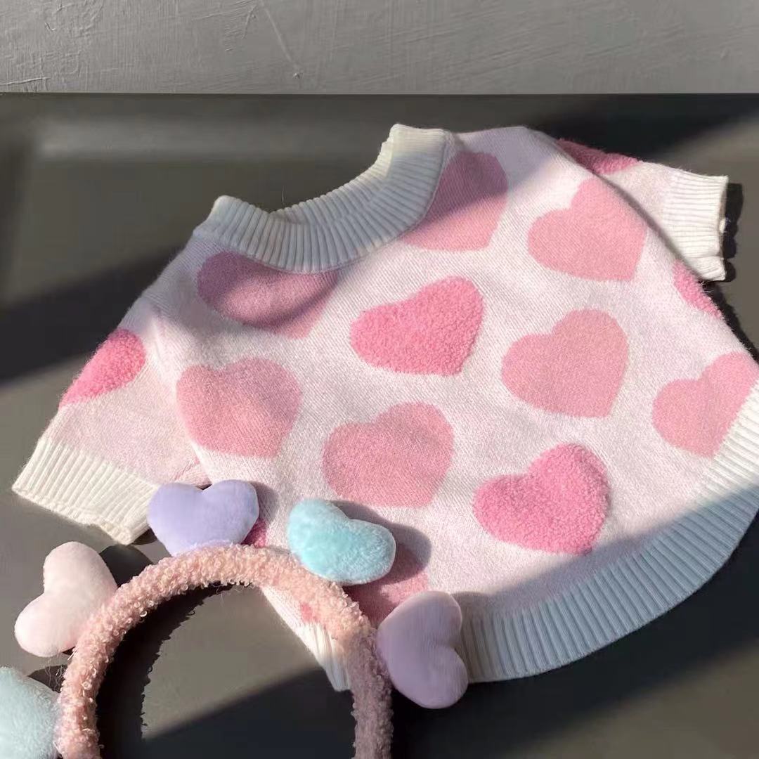Frenchiely Sweater Jumper for Medium Dogs pink heart 0