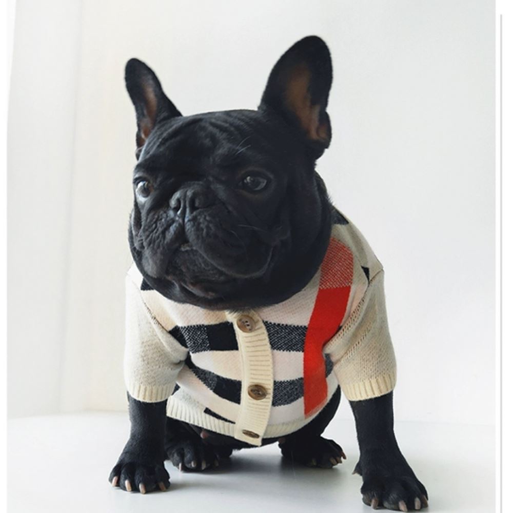 Dog Beige Striped Cardigan Sweater - Frenchiely
