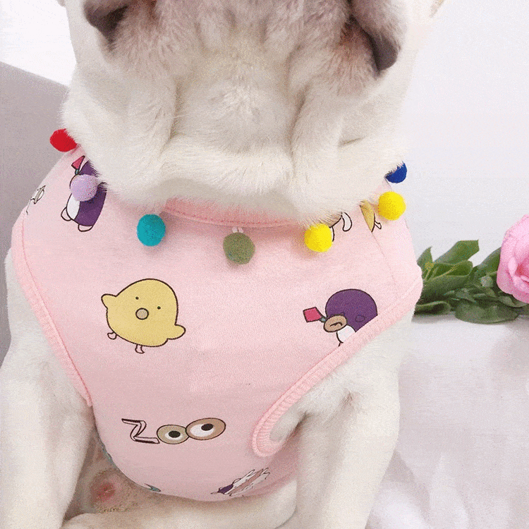 Summer Pink Dog Vest Shirt for Frenchies - Frenchiely