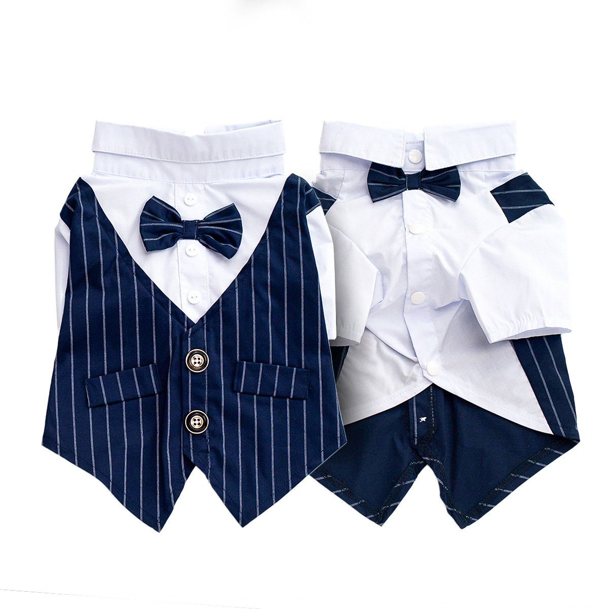 Dog Faux Two-Piece Wedding Suit with Necktie for French Bulldog - Frenchiely