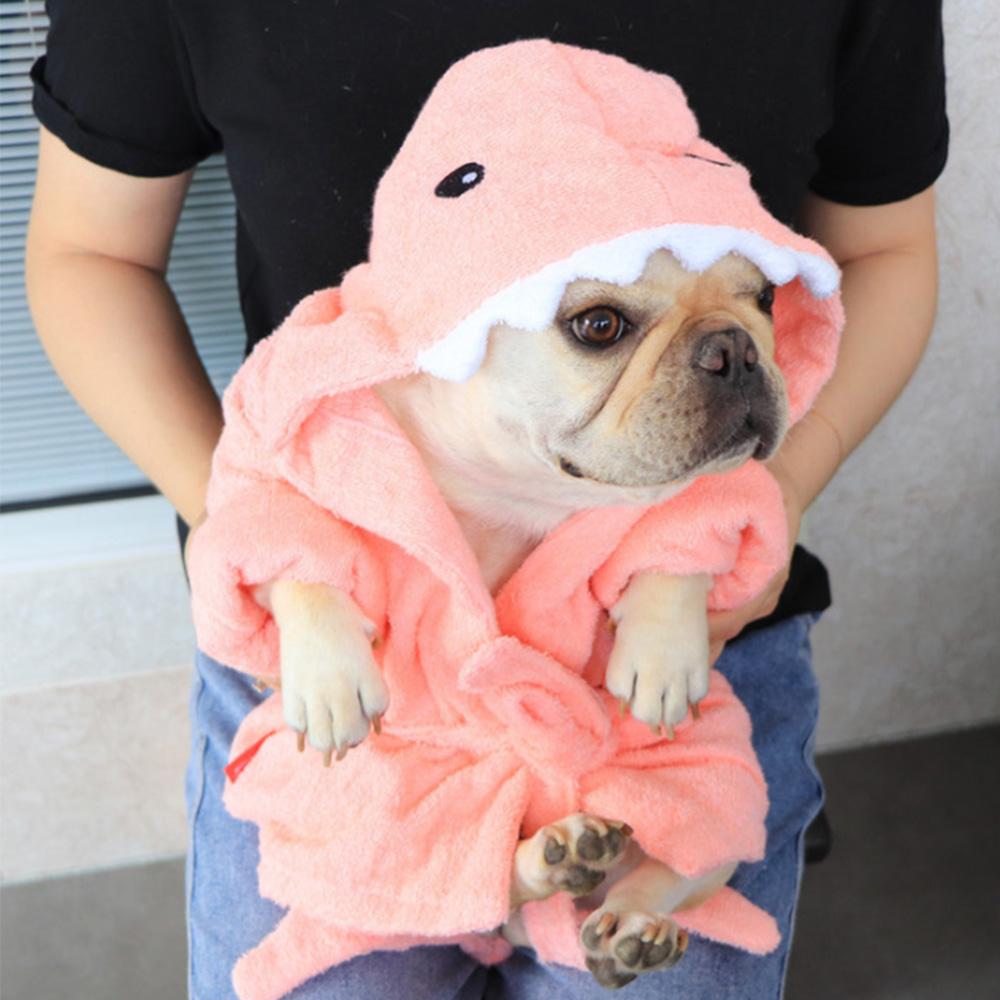 Cartoon Shark Dog Robe Nightgown Towel Pajamas - Frenchiely