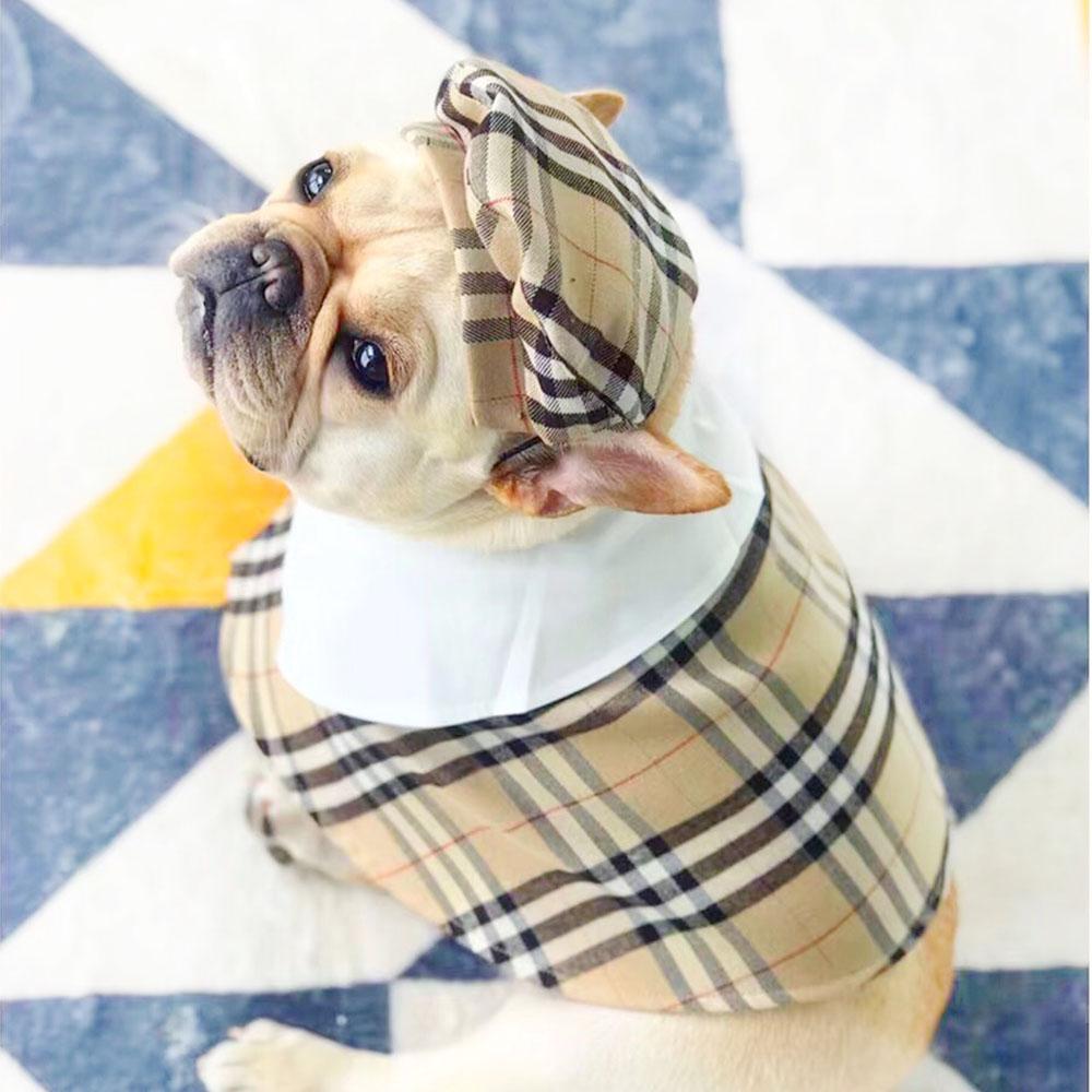 Dog Plaid Winter Cloak with Beret - Frenchiely