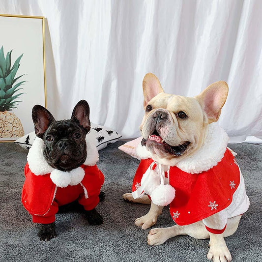 santa costume for dog Christmas cloak for small dogs - Frenchiely