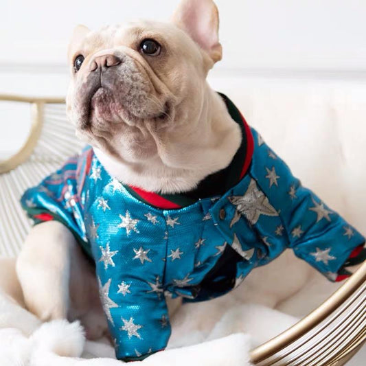 Shiny Star Coat Frenchiely_winter_warm_blue_shiny_star_winter_jacket_coat_for_french_bulldog_02