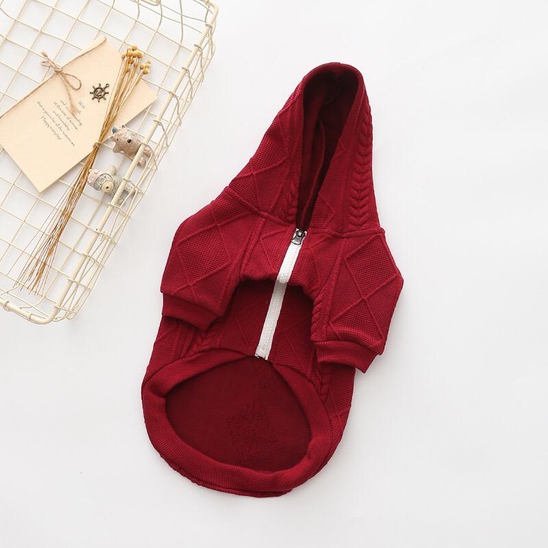 zipper up dog sweater with hood - Frenchiely