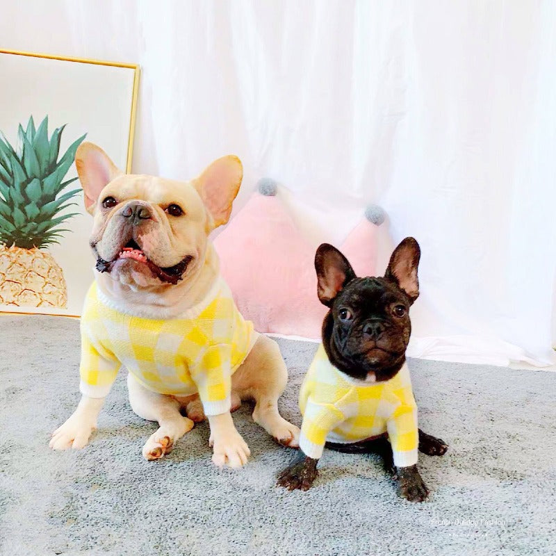 Dog Plaid Sweater Pullovers - Frenchiely