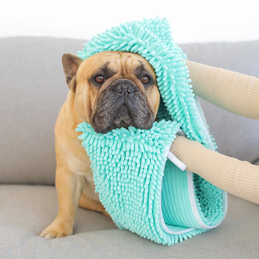 Ultra Absorbent Microfiber Dog Shammy Bathing Towel with Hand Pockets - Frenchiely