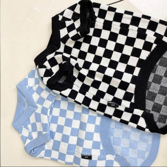 Black Check Sweater Frenchielydogblackcheckv-necksweaterpulloverformediumdogs036