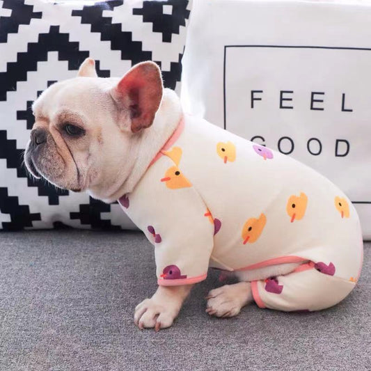 Frenchiely Dog Winter Cartoon Duck Pajamas Onesie PJs 0