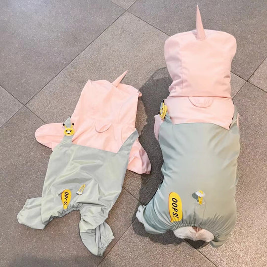 Frenchiely dog cartoon unicorn raincoat jacket