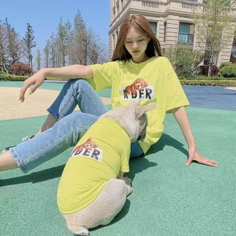 Dog Human Cartoon Bear Matching Outfits Shirts- Frenchiely