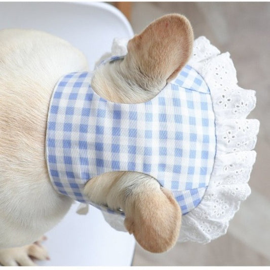 Plaid Sun Protection Hat Frenchielydoglacesunscreenhatforfrenchbulldogs03