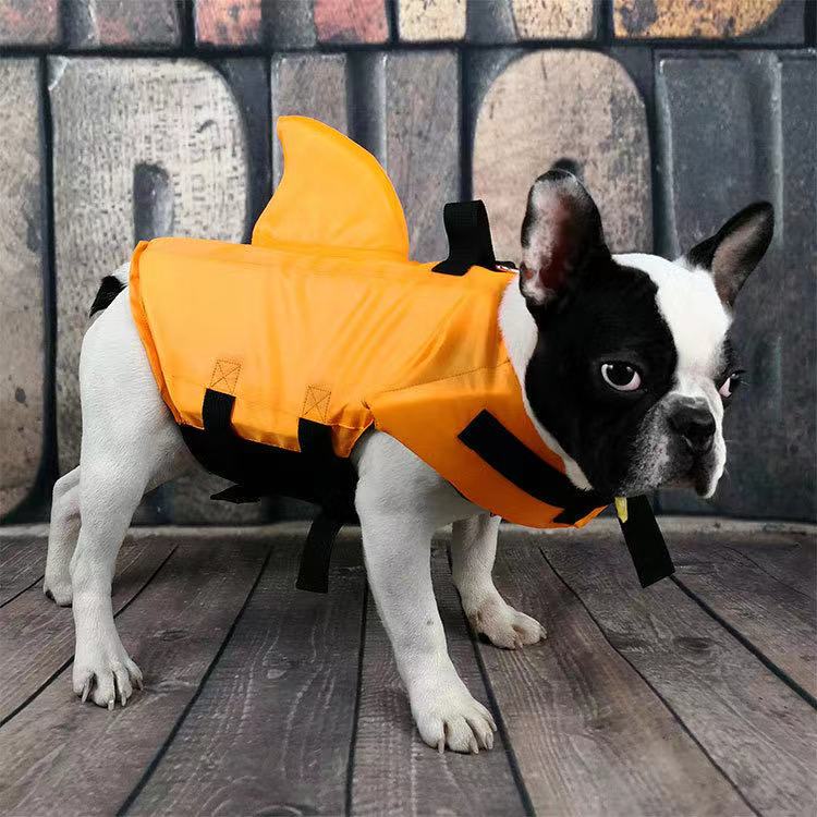 dog life vest jacket with shark fin - Frenchiely