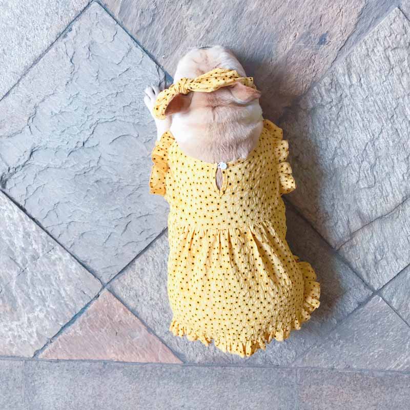Dog Floral Puff Sleeve Dress - Frenchiely