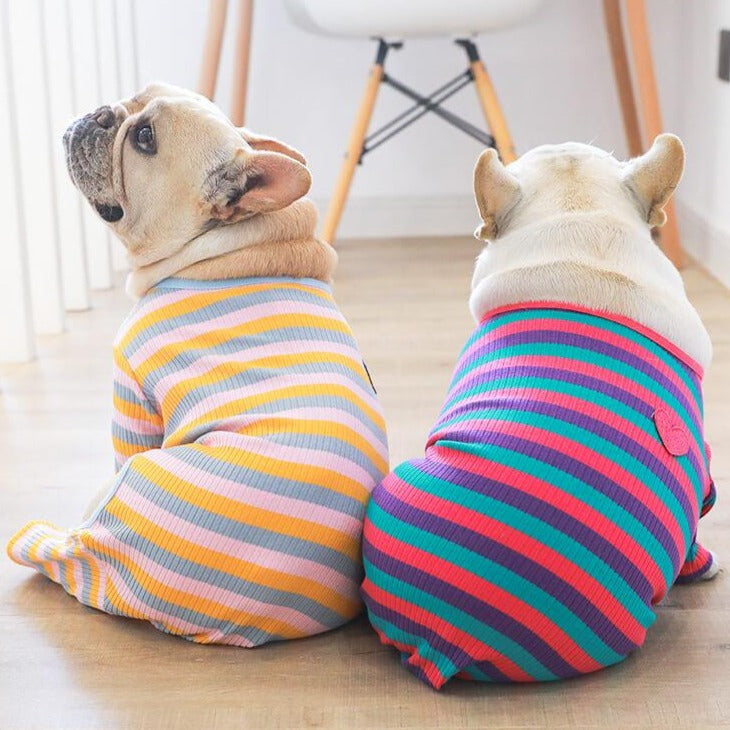 Dog Striped Pajamas PJs for Small Dogs - Frenchiely