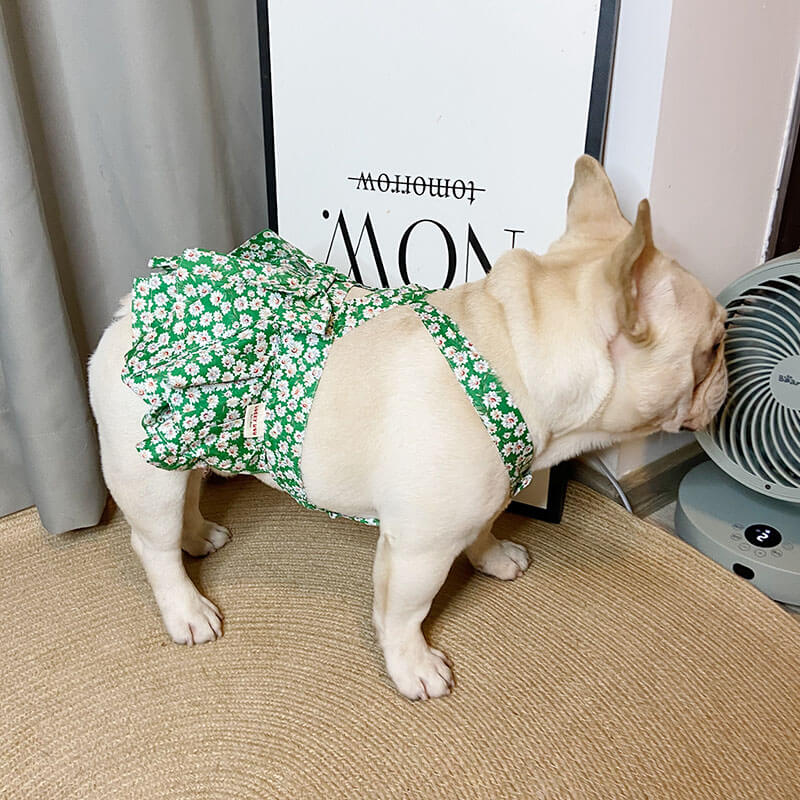 Dog Green Floral Summer Dress for Medium Dogs - Frenchiely