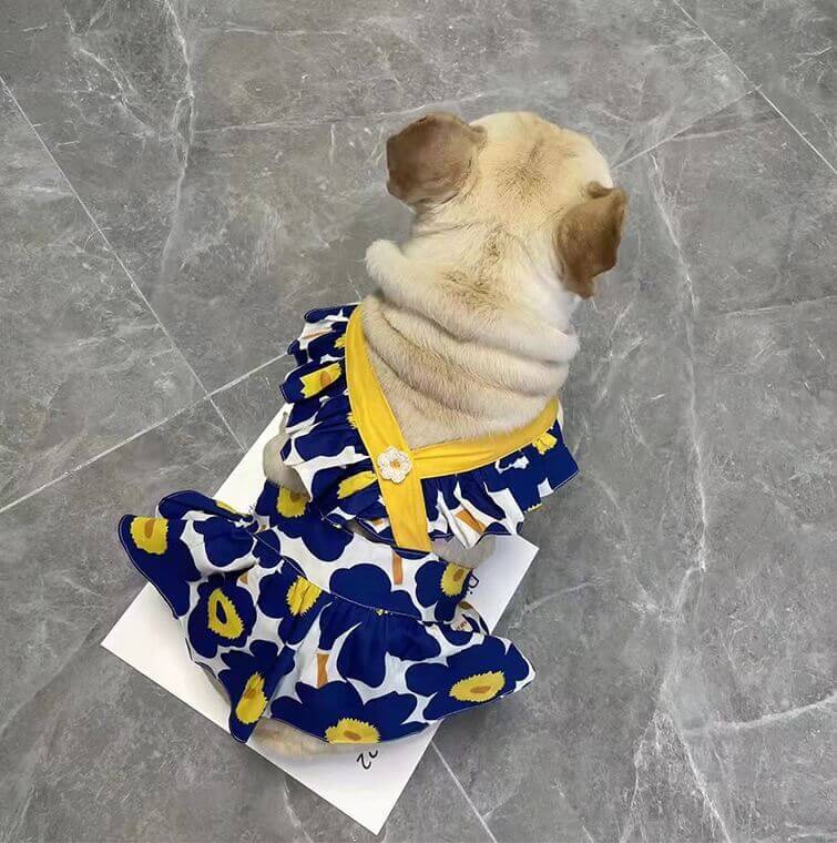 Dog Blue Floral Dress by Frenchiely.com