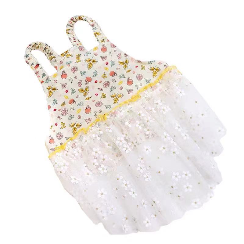 Dog Summer Light Yellow Suspenders Dress - FRENCHIELY