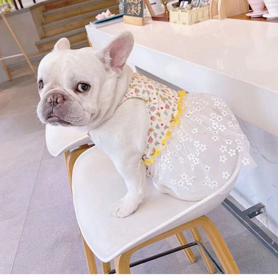 Dog Summer Light Yellow Suspenders Dress - FRENCHIELY