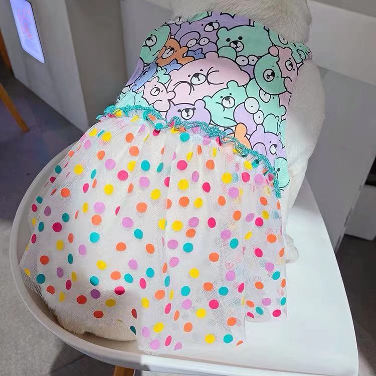 Dog Lace Polka Summer Dress for french bulldogs 0