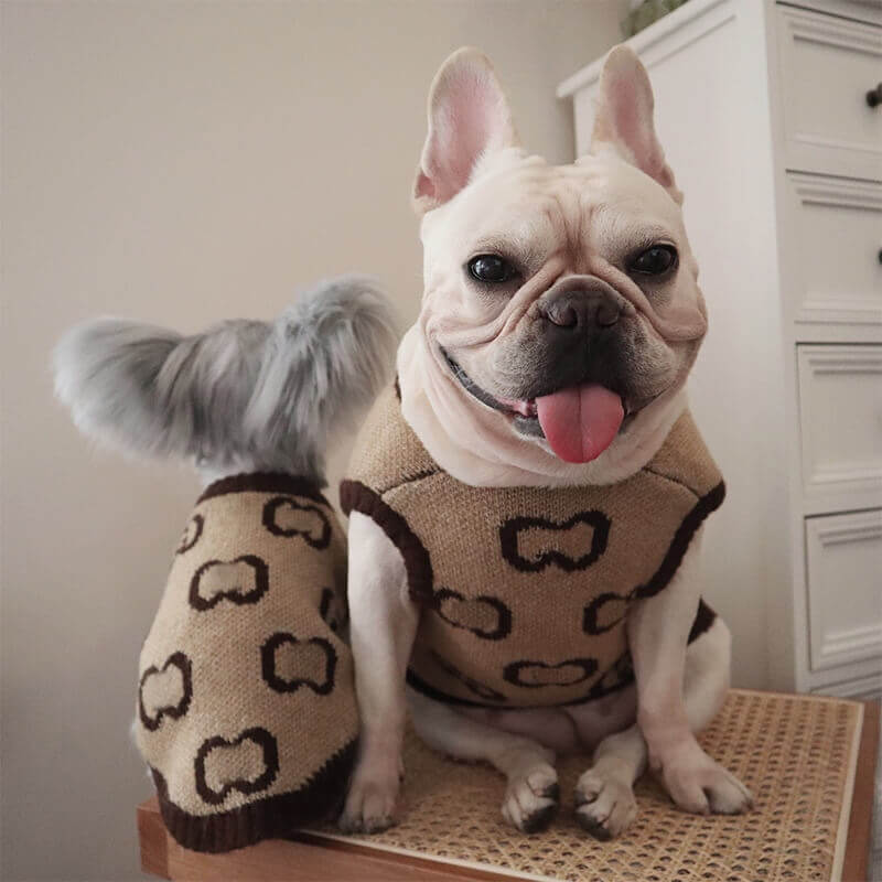 Dog winter brown sweater for small medium dogs