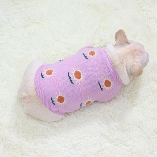 dog purple daisy sweaters for french bulldogs - Frenchiely