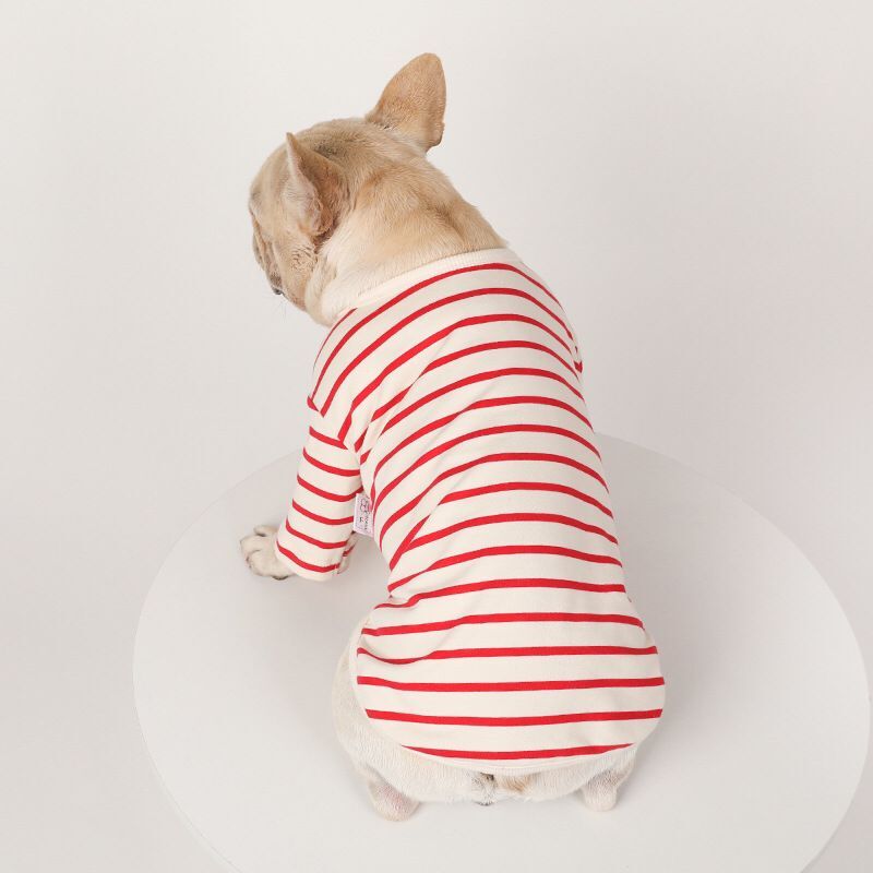 Dog Classic Cotton Stretchy Striped Shirts for Medium Dogs by Frenchiely