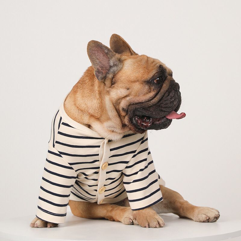 Dog Classic Cotton Stretchy Striped Shirts for Medium Dogs by Frenchiely