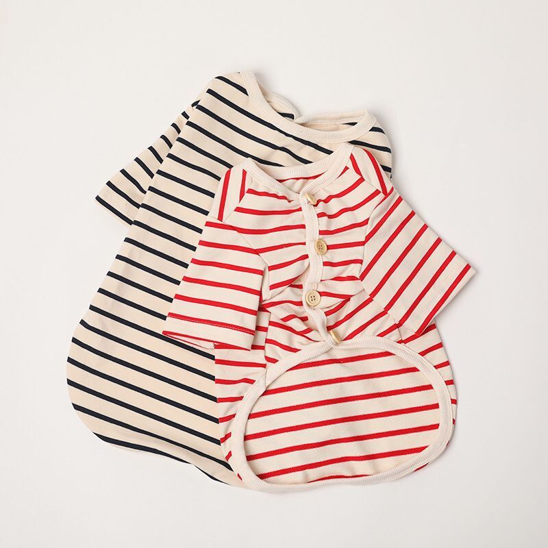 Dog Classic Cotton Stretchy Striped Shirts for Medium Dogs by Frenchiely