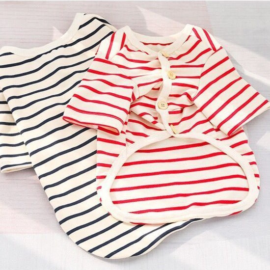 Dog Classic Cotton Stretchy Striped Shirts for Medium Dogs by Frenchiely