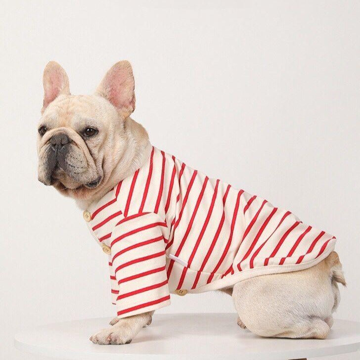 Dog Classic Cotton Stretchy Striped Shirts for Medium Dogs by Frenchiely