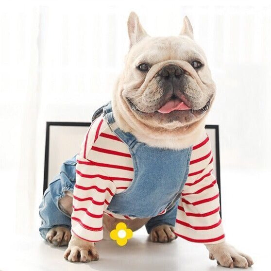 Dog Classic Cotton Stretchy Striped Shirts for Medium Dogs by Frenchiely