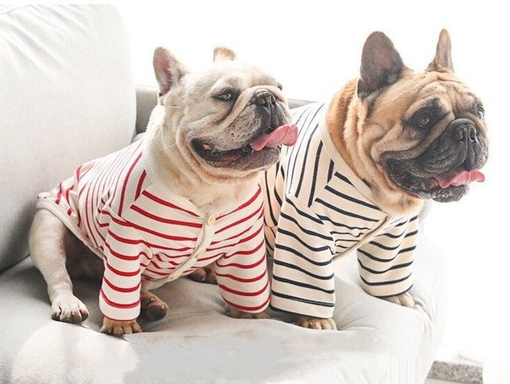 Dog Classic Cotton Stretchy Striped Shirts for Medium Dogs by Frenchiely