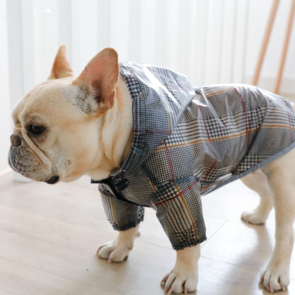 Camo Dog Rain Coat Plaid Stripe Rain Jackets for Bulldogs - Frenchiely