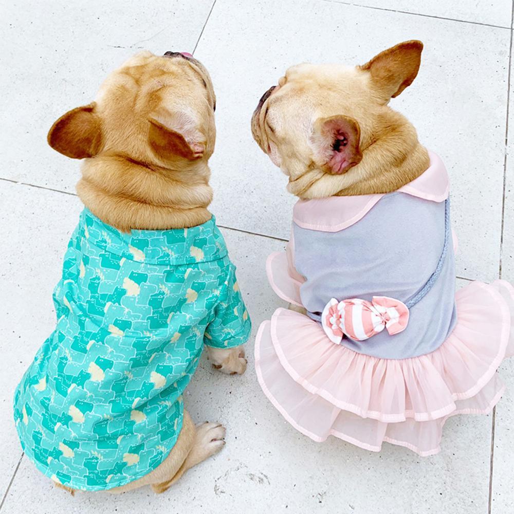 Dog Green Hawaii tshirts for French Bulldogs - Frenchiely