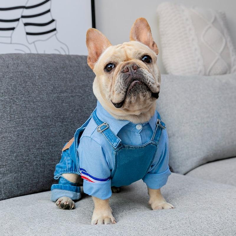 Dog Denim Dungarees Adjustable Overall - Frenchiely